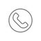 Phone handset, call center, telephone line icon.