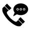 Phone handset with speech bubble solid icon. Handle phone with message illustration isolated on white. Talk glyph style