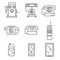 Phone history. Evolution. Simple line design vector icon set