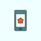 phone, home color vector icon, vector illustration