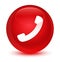 Phone icon glassy red round button