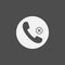Phone icon, missed call sign, gray on white background. Vector illustration.
