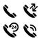 Phone icon set. Isolated telephone black simbols on white background.