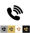 Phone icon, telephon talking symbol on gold and white