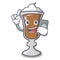 With phone irish coffee character cartoon