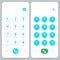 Phone keypad. Smartphone screen keyboard with numbers. Isolated vector set