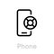 Phone lifebuoy help icon. Editable line vector.