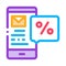 Phone Message about Percent Icon Vector Outline Illustration