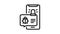phone message with virus alarm line icon animation