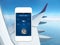 Phone with mobile wallet and plane ticket