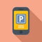 Phone paid parking icon flat vector. Space park