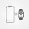 Phone pairing with smartwatch vector icon sign symbol