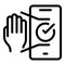 Phone palm scanning icon outline vector. Hand scan