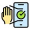 Phone palm scanning icon vector flat