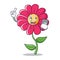 With phone pink flower character cartoon