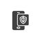 Phone protection shield vector icon