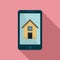 Phone realtor house icon, flat style