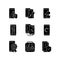 Phone repair black glyph icons set on white space