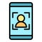 Phone reporter icon vector flat