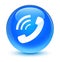 Phone ringing icon glassy cyan blue round button