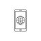 Phone roaming line icon in flat style. Roaming symbol for your web site design, logo, app, UI