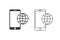 Phone roaming line icon set in flat style. Roaming symbol for your web site design, logo, app, UI Vector