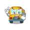 With phone school bus character cartoon