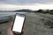 Phone Screen Advertisement Mockup Beach View Ocean Sunset Fiji Pacific