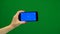 Phone screen is blue chroma key. Green screen