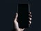 Phone screen mockup with hand holding a smartphone. Isolated PNG screen. Ai Generated