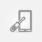Phone with with Screwdriver outline vector concept icon
