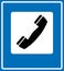 Phone sign on blue traffic sign