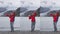 Phone social media vertical video -Tourist in Alaska taking selfie video glacier