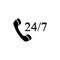 Phone support for free 24 hours 7 days. Customer support icon in black and white.
