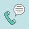 Phone talk, social message icon, filled outline