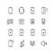 Phone, telephone, smartphone devices and communication vector line icons