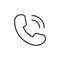 Phone thin line icon in flat style isolated. Vector phone call sign. Mobile phone with waves. Telephone symbol