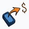 Phone transfer money doodle color vector icon. Drawing sketch illustration hand drawn line eps10