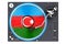 Phonograph Turntable with Azerbaijani flag, 3D rendering