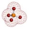 Phosphate anion, chemical structure. 3D rendering. Atoms are represented as spheres with conventional color coding: phosphorus .