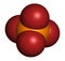 Phosphate anion, chemical structure. 3D rendering. Atoms are represented as spheres with conventional color coding: phosphorus .