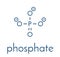 Phosphate anion, chemical structure. Skeletal formula.