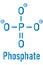 Phosphate anion, chemical structure. Skeletal formula. Flat design