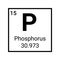 Phosphorus chemical element periodic table icon. Phosphorus atom symbol vector