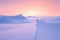 Photo aerial landscape, minimalist photo of Antarctica, sunset