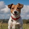 A photo of an amazingly cute, funny and charming Jack Russell Terrier dog on a beautiful background.