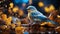 photo of a american gold finch bird sitting on trees\\\'s branch