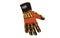 A photo of aorange mechanical glove, this photo is on a white background