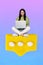 Photo artwork minimal collage picture of smiling lady chatting instagram twitter telegram facebook isolated drawing