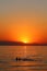 Photo background bright unusual sunset on the sea